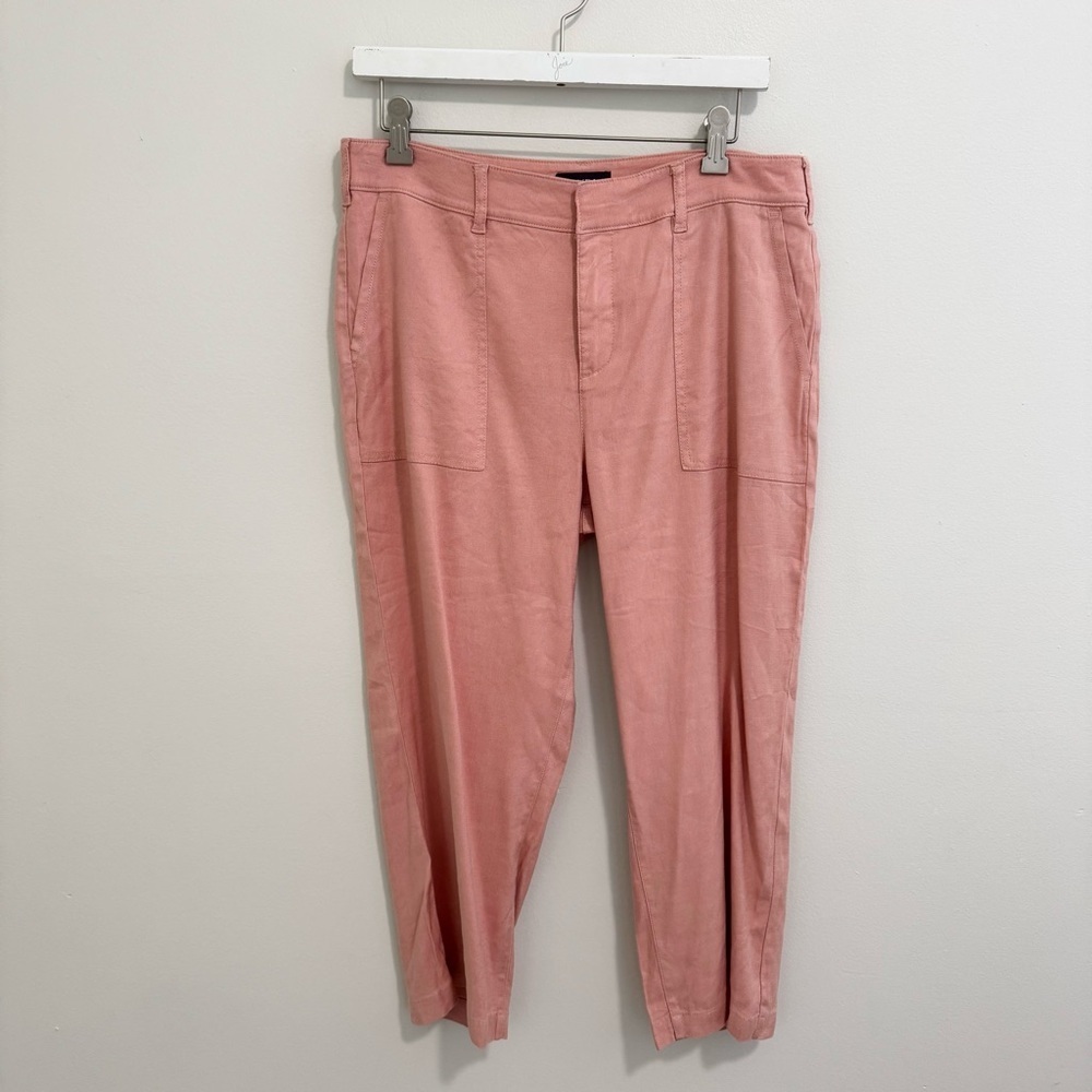 NYDJ Peach Linen Blend Straight Leg Pants